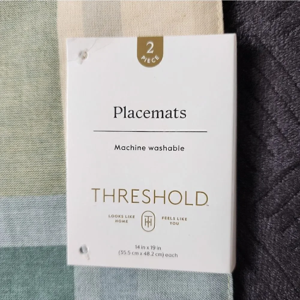 NEW! Threshold 100% Cotton Set Of 4 reversible Pastel Plaid Placemats 14